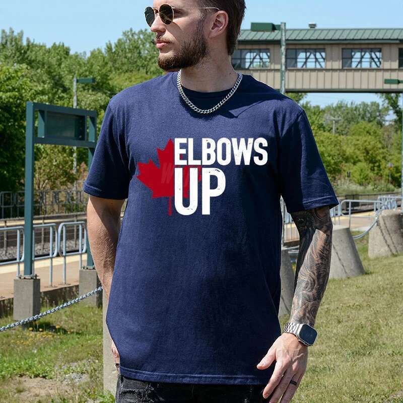 Men s summer T shirt casual loose plus size Canadian elbow up sports print comfortable round neck short sleeved