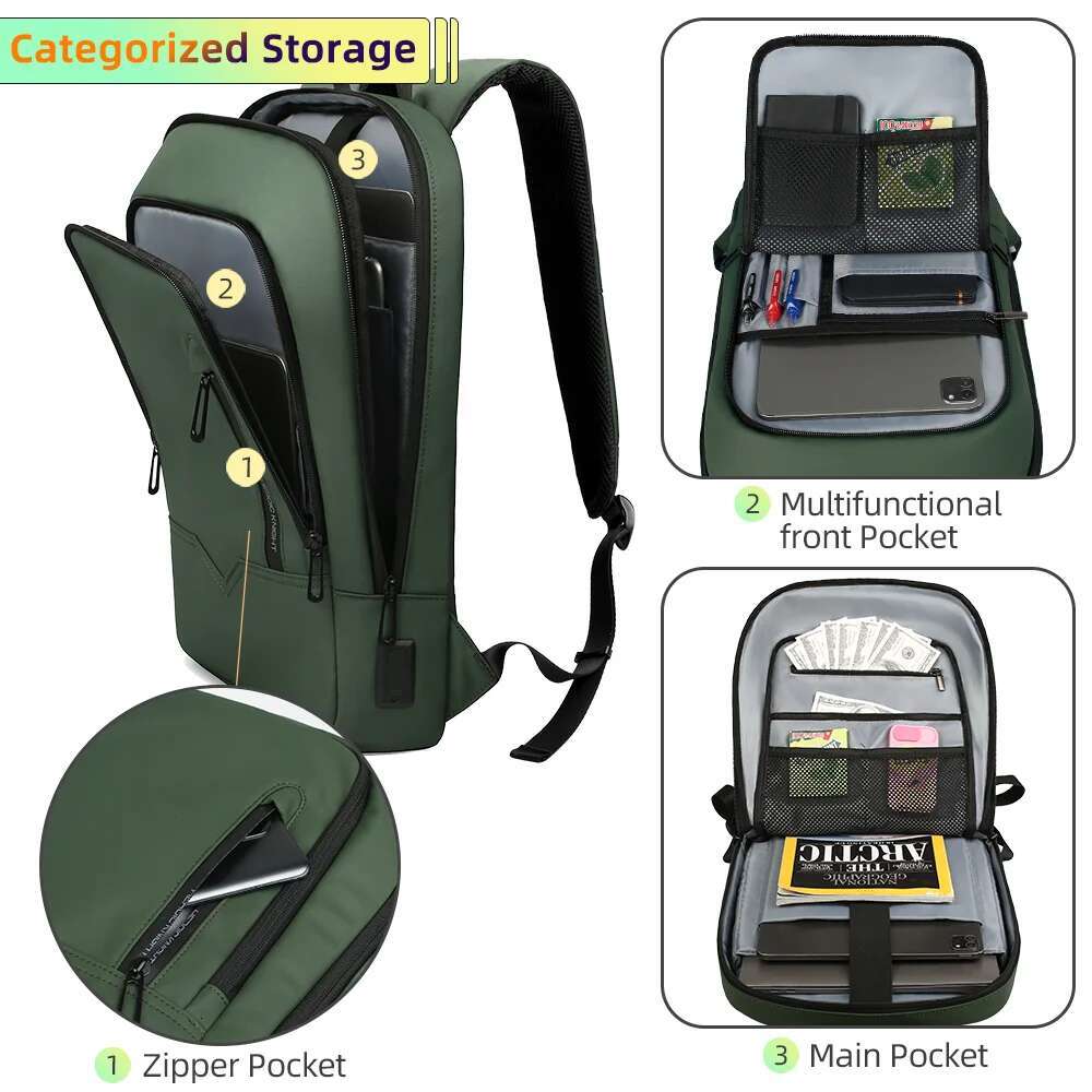 Heroic Knight Men Business Slim Tablet Light Weight Travel Backpack 14"15.6"17"Laptop Bag For Work College
