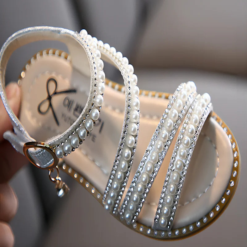 Girl Sandals Summer Fashion Kids Baby Girls Bling Rhinestone Princess Single Sandals For Little Big Girls Shoes 250326