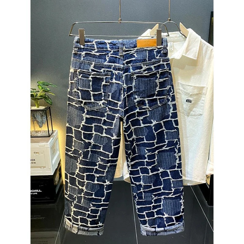 Fashionable American street jeans mens and womens unisex autumn loose straight leg casual wide trend washed 250326