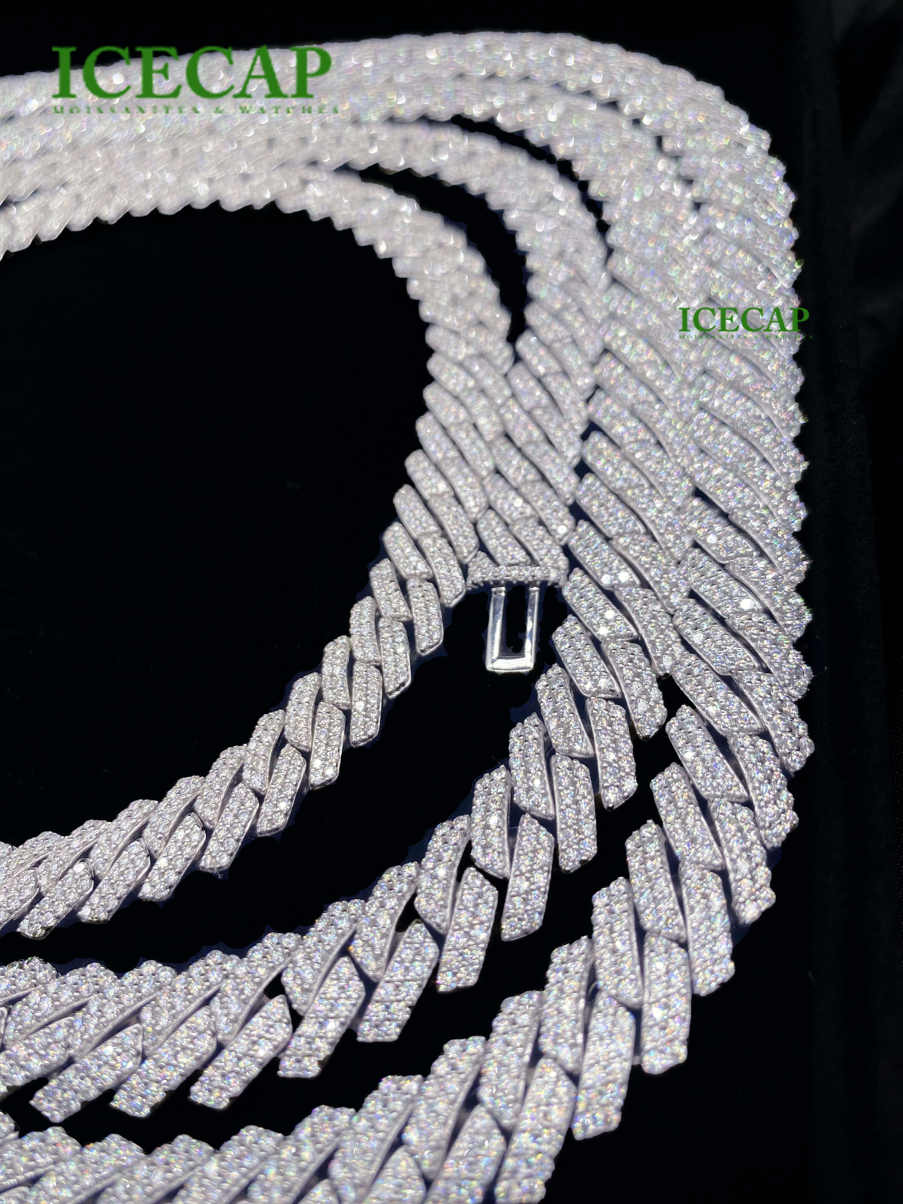 Wholesale Moissnaite Chain Bracelet 925 Silver Cuban Link Ice VVS Moissanite Cuban Bracelet Hiphop 14mm 12mm 10mm Diamond Chain