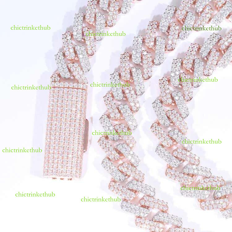Custom name clasp 10mm 12mm 2rows cuban S sier with VVS moissanite hip hop chain passed tester rapper necklace