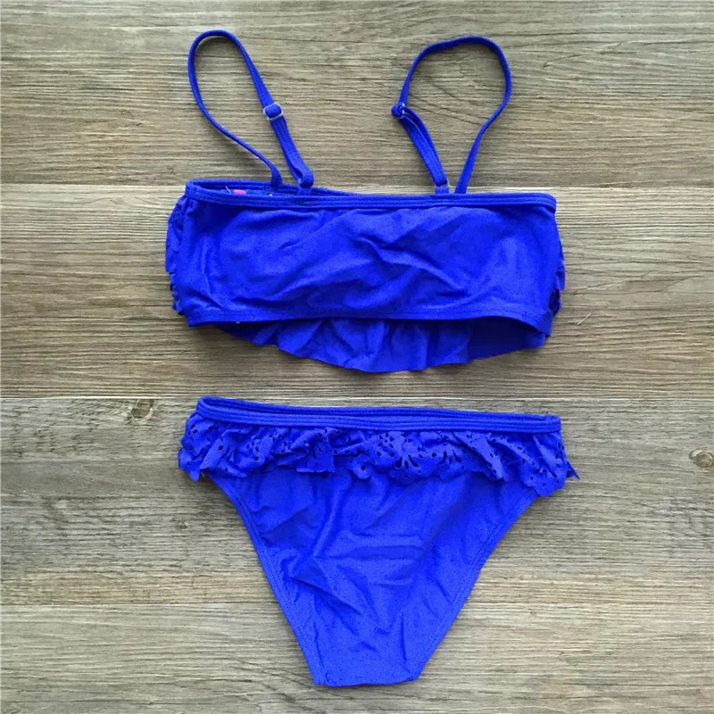 Girl Biquini Bathing Suit Teenagers Solid 2 Pieces Swimwear For Children Swimsuit Split Bikinis Set Kids Hollow Swimsuit Tankini 250326
