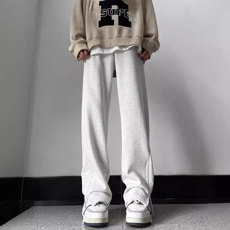 Mens Waist Drawstring Straight Leg Pants Autumn And Winter Sports Pants For Leisure Activities 240821