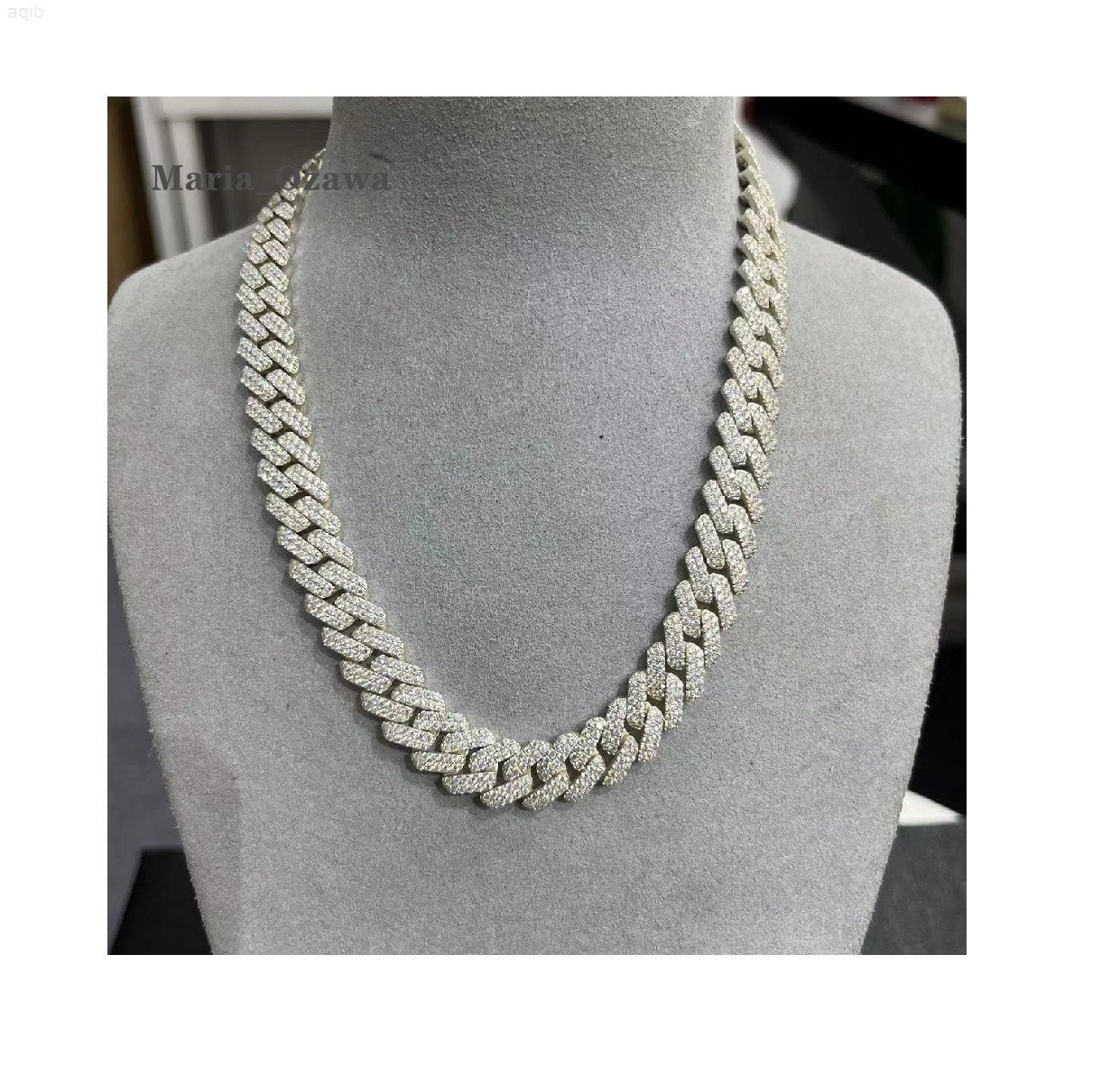 Moissanite Jewelry 925 Silver Vvs Moissanite 12mm Cuban Chain Necklace