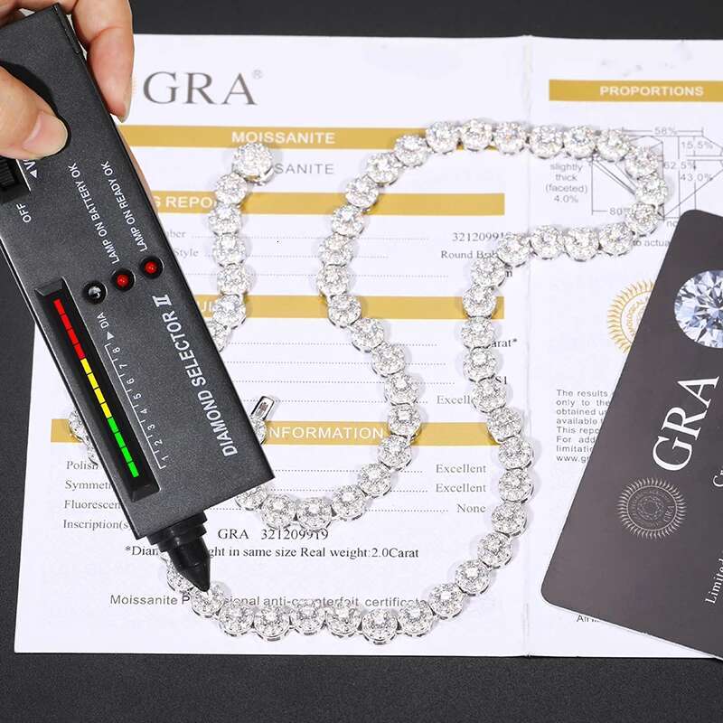 High Quality Round Cuban Link Necklace Men Moissanite Silver 925 Chains Necklaces Hip Hop Jewelry