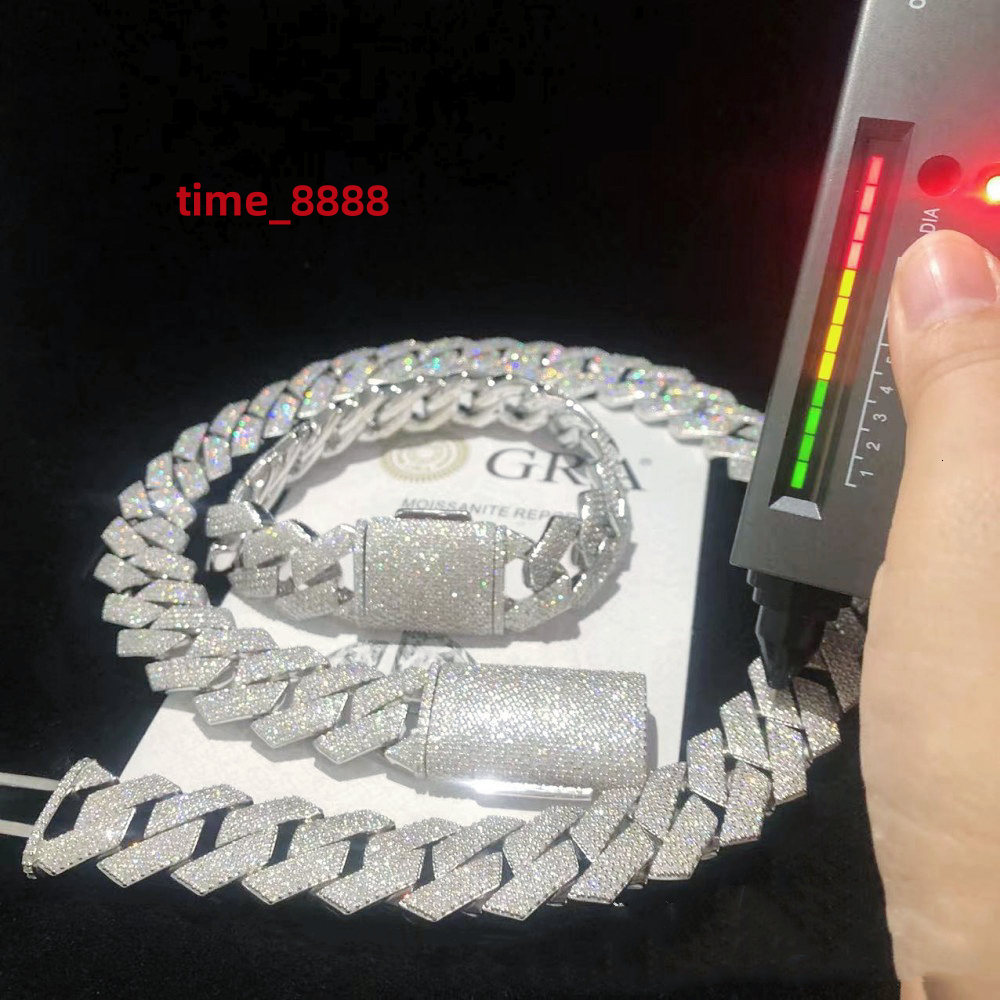 Necklace Designer Jewelry Cuban Link Moissanite Chain Custom Vvs Moissanite Diamond Iced Out Sterling Sier Pass Diamond Test Hip Hop Chains for Men Je