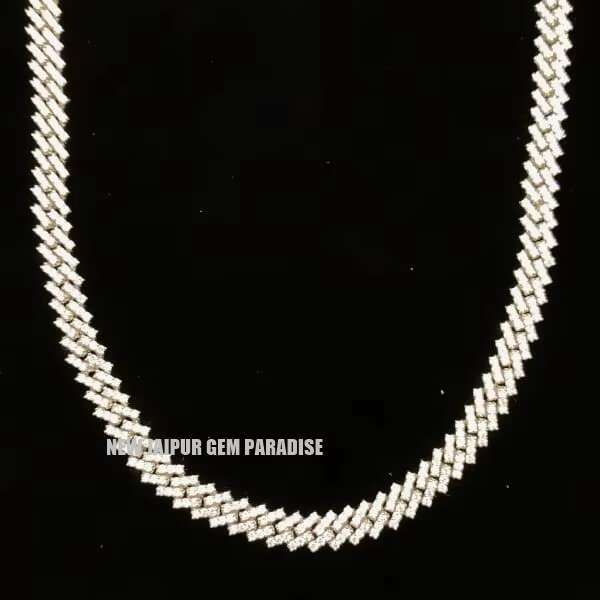 8MM VS1 Moissanite Diamond Miami Cuban Chain With 14k White Gold Finished in Sterling Silver 925 18 - 26 Pass the Diamond