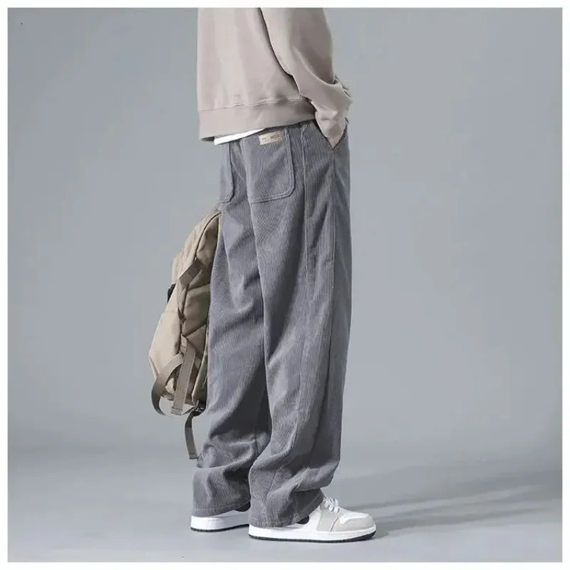 2024 Japanese Retro Corduroy Mens Casual Pants Spring and Autumn Straight Leg Work Clothes Trouser Style Fashion Sports 250326