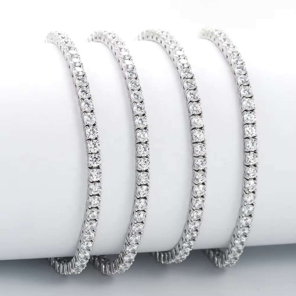 Wholesale Mens Luxury Sliver Rose Gold Plated 2.5MM 3MM 4MM 5MM Iced Out Cubic Zirconia CZ Diamond Tennis Bracelet for Women Men