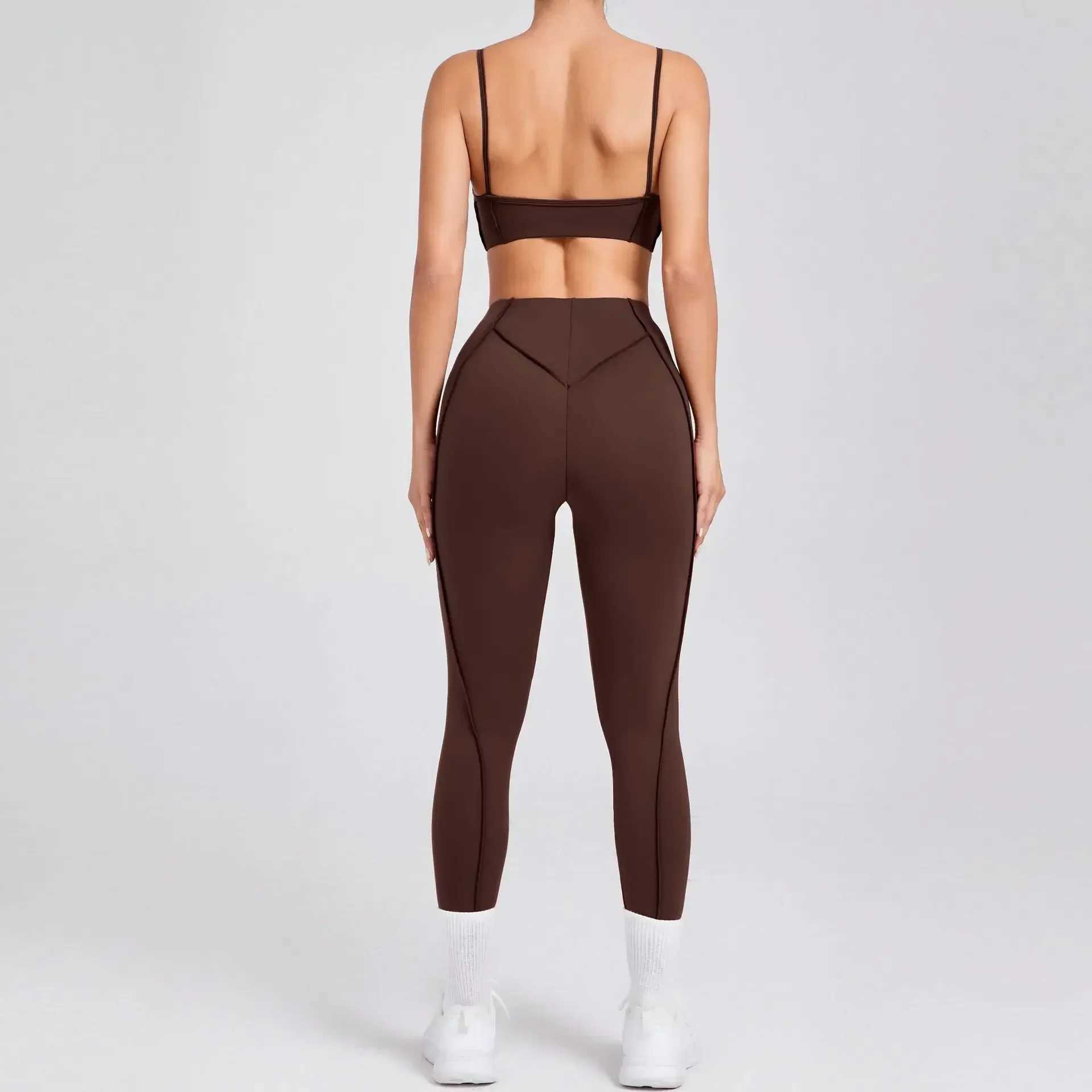 Seamless yoga set exercise and fitness high waist and hip lifting shaping backless and strapless fitness set W250326