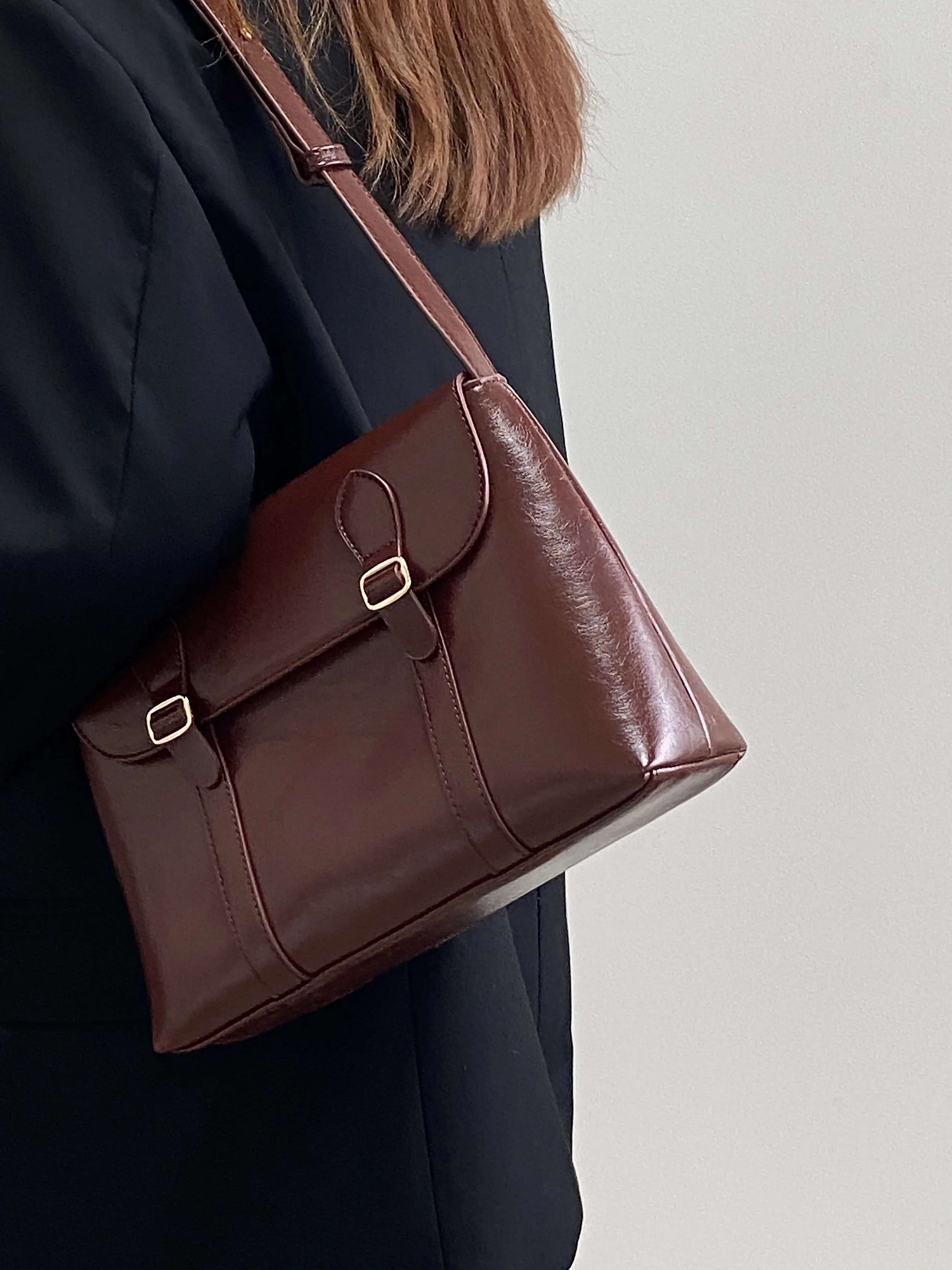 Vintage Women's Shoulder Large Capacity Ladies Tote Purse Handbags Pu Leather Female Messenger Bags College Girls Book Bag