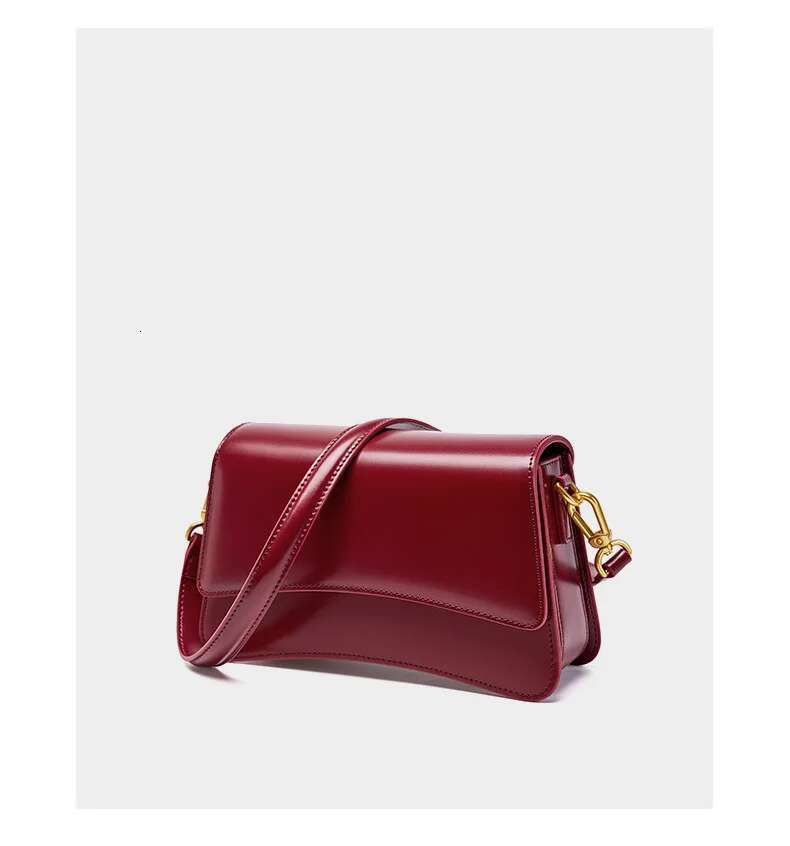 New 2024 Spring French Style Small Box Shape Flap Messenger Glossy Split Leather Women Crossbody Shoulder Bag Daily Purse