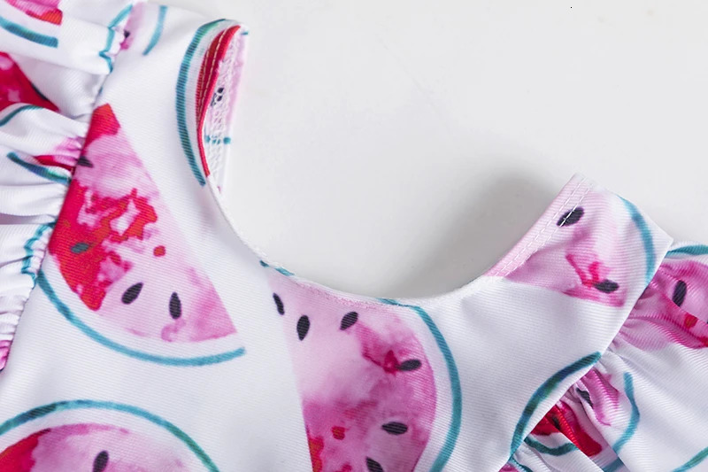 One Piece Girl Swimsuits 1 2 3 4 5 Year Baby Printed Swimwear Summer Beach Bathing Bikini Clothes Kids Bow Seaside Swimming Wear 250326