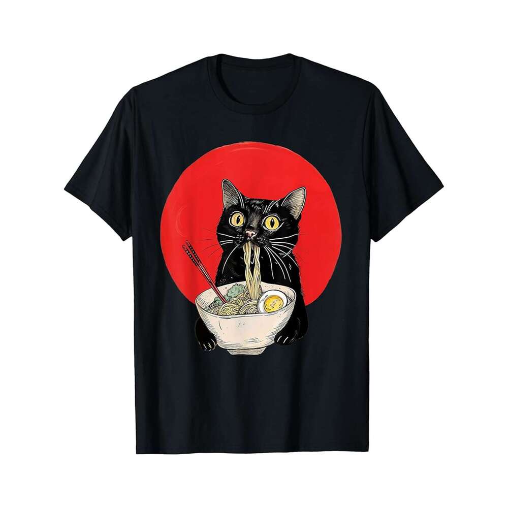 Designer T shirt Vintage Cat Cherry Blossom Japanese Mountain Graphical Art - 220g Tshits