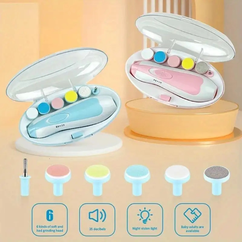 Baby Nail Grinder Electric Six-in-one Multi-head Anti-scratch Children Anti-meat Nail Clipping Manicure Suit Portable 250326