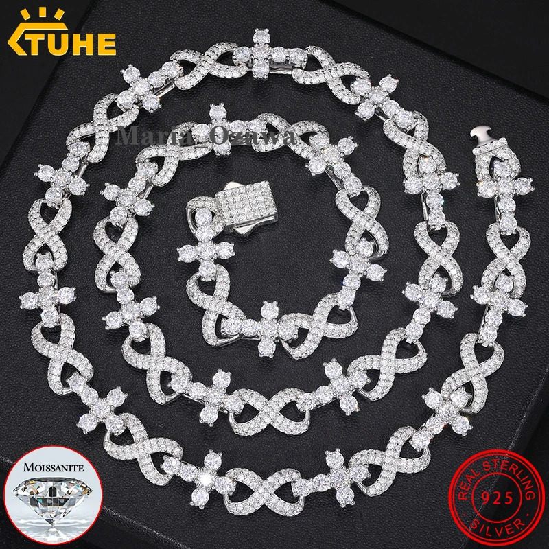 TUHE Unisex 925 Chains Cross Necklaces Moissanite Cuban Chain For Men Hip Hop Jewelry