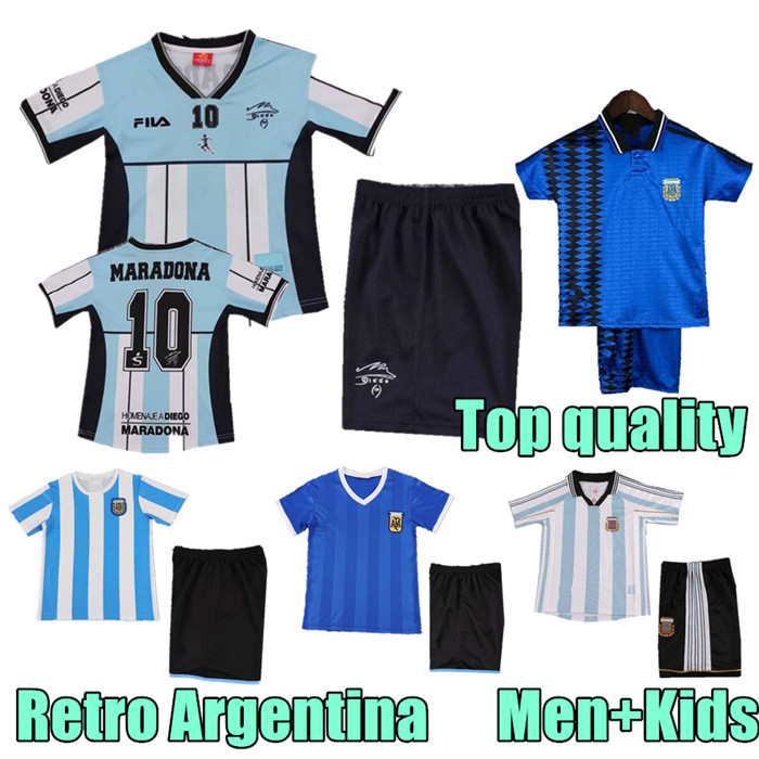 kids 1998 ArgEntinES Retro Soccer Jersey MESSIS MARADONA Soccer Shirt 1986 1994 Kids Football Shirt