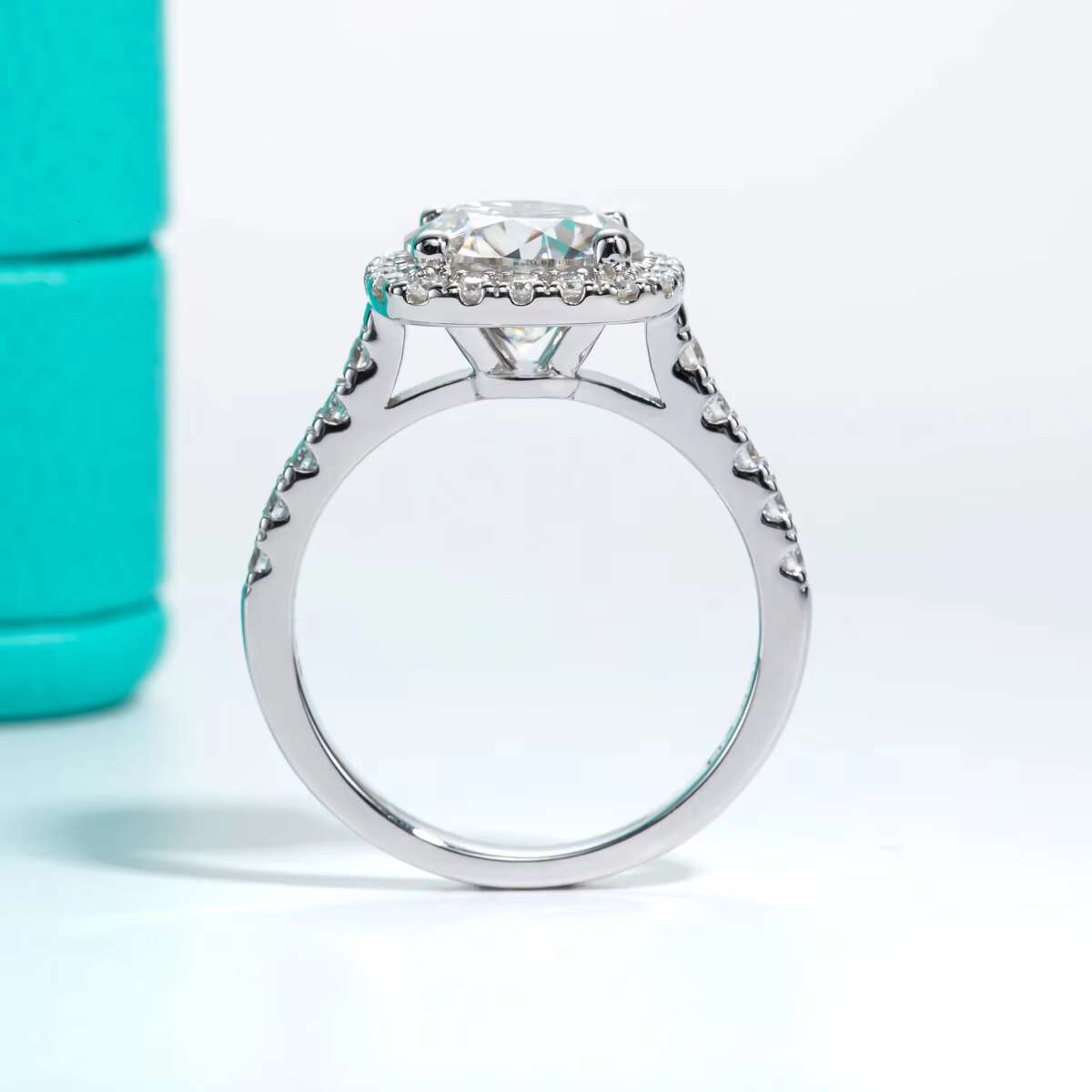 3CT Round Cut D Color Moissanite Halo Ring - 925 Sterling Silver Engagement Jewelry for Women