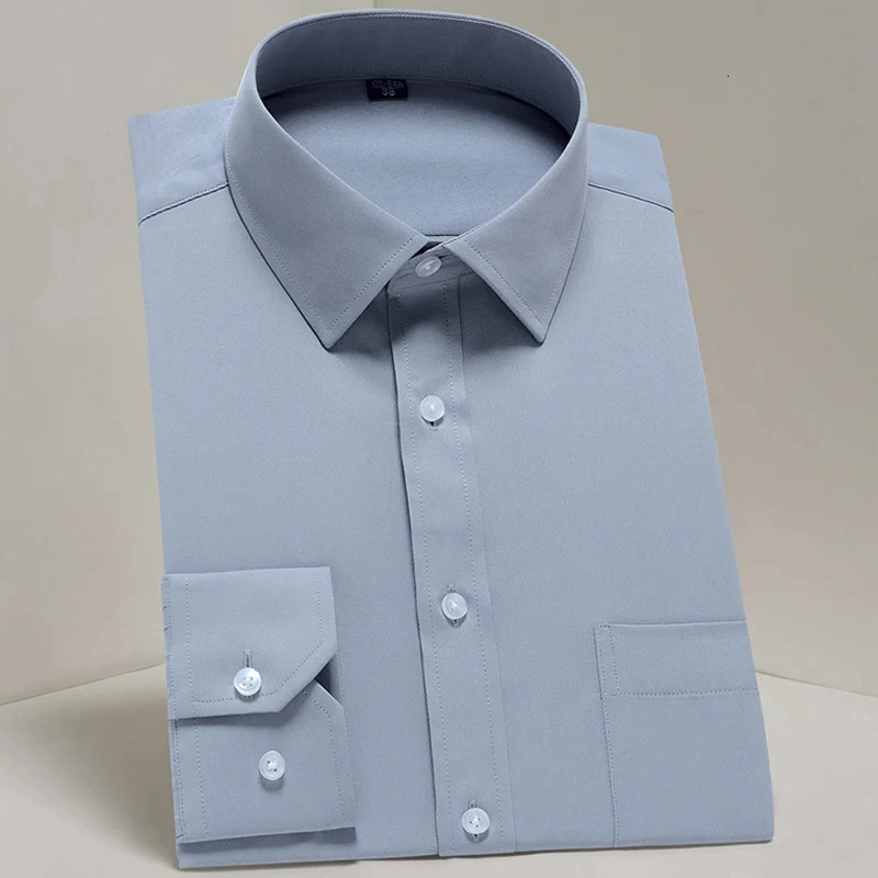 2024 Mens Long Sleeve Shirt for Spring and Autumn Formal Business Social Comfortable Slimming Solid Color Office Work Purple Blue Pink 250326