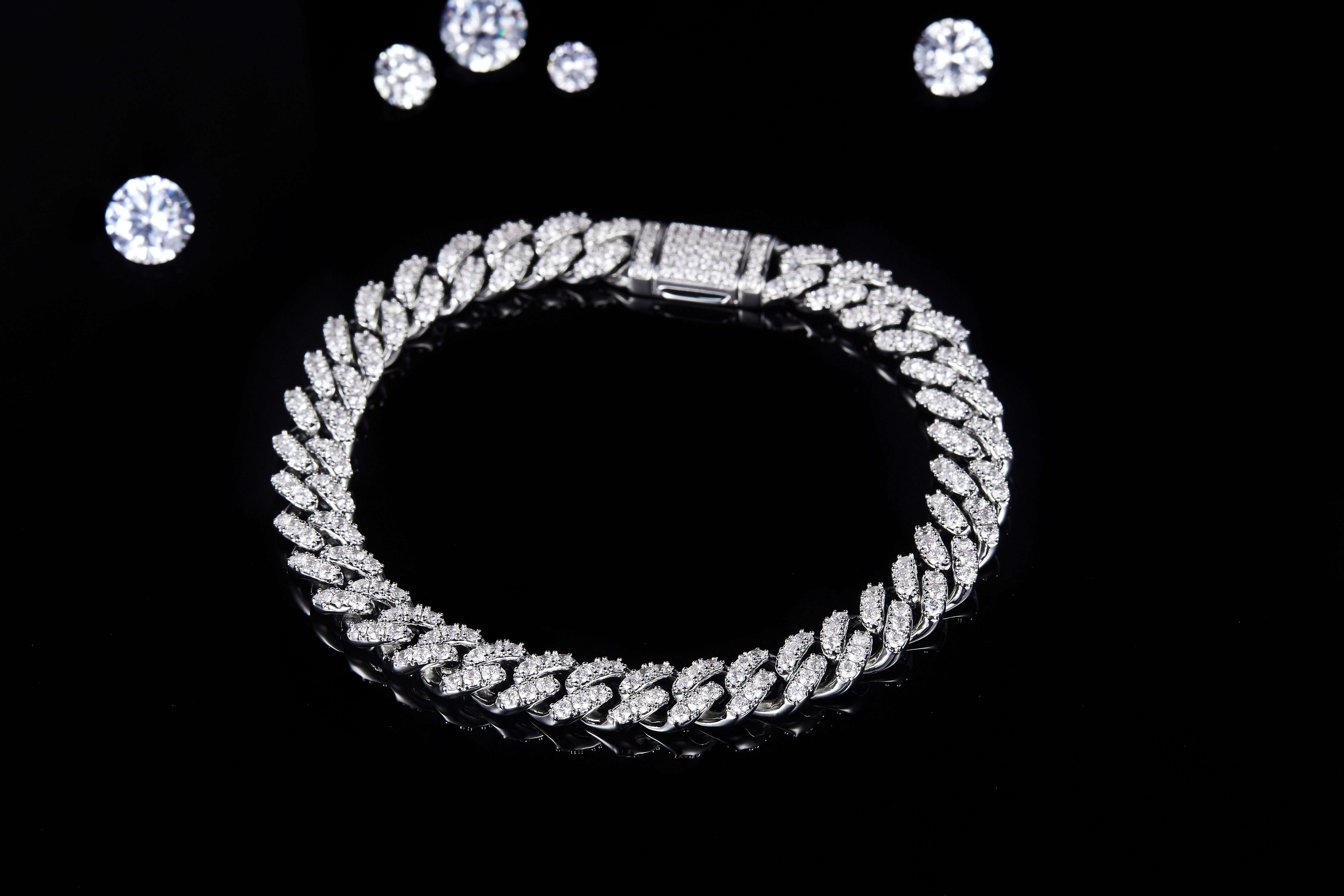 Wholesale Luxury Iced Out Cuban Link Chain 6-8-10-12-14 mm Moissanite 925 Silver Necklace for Men Hip Hop Gift Platinum Plated