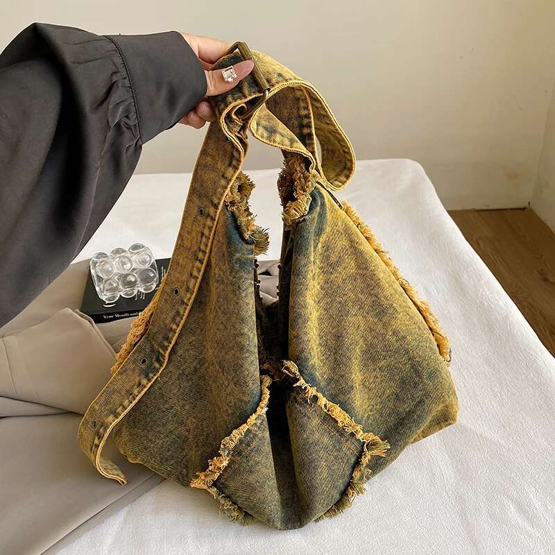 Women Fashion Travel Crossbody Casual Denim Bag New Trend Hobos High Quality Female Shoulder Messenger Totes Large Capacity