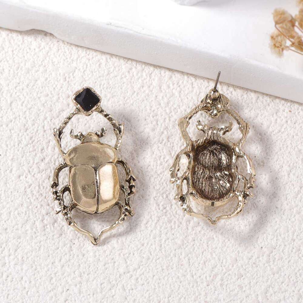 Bold Vintage Beetle Earrings Cool Toned Alloy Statement Jewelry Everyday Fashion for Women