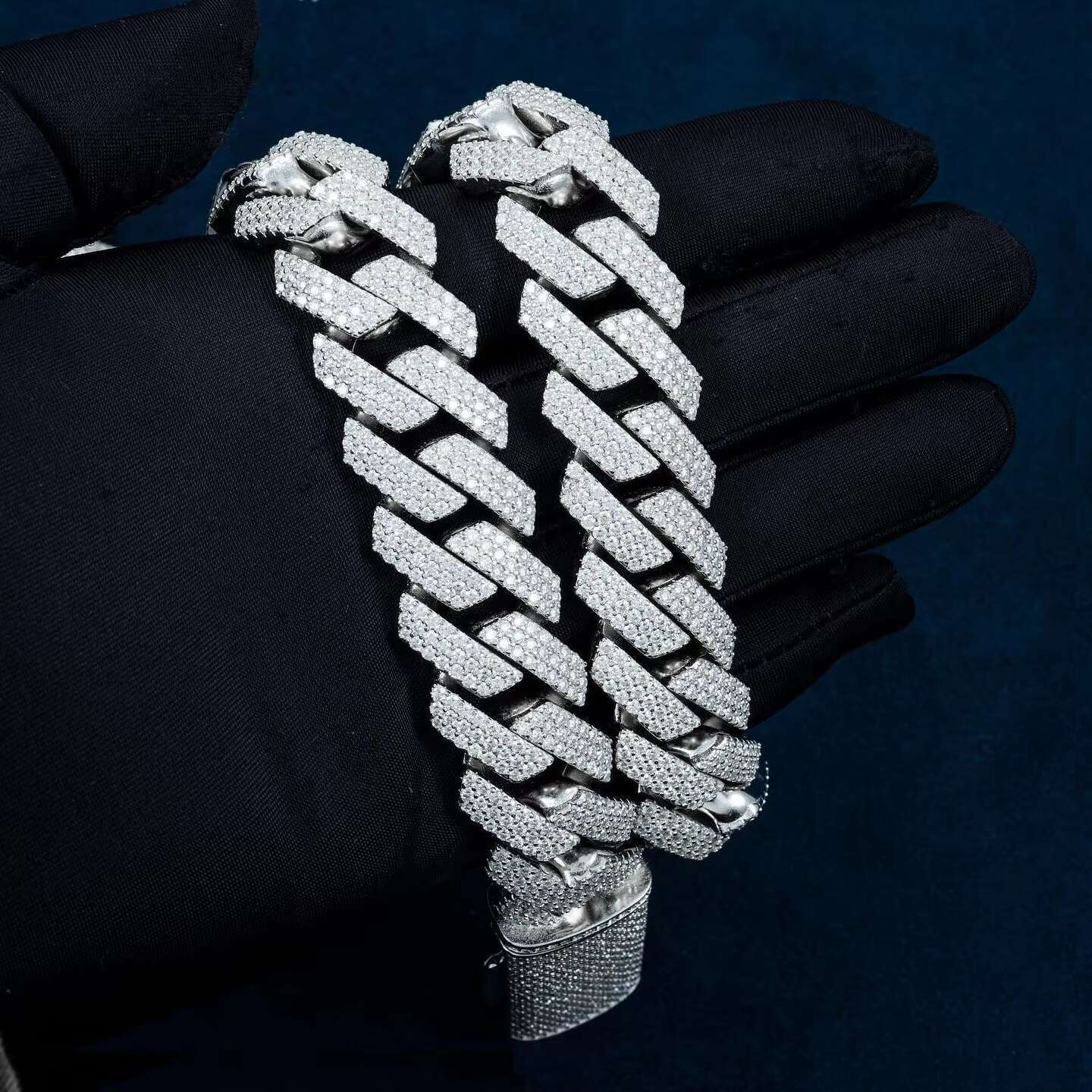 Moissanite Diamond Cuban Chain crafted in 925 Sterling Silver Fully Iced out Mens Hip Hop Jewelry Hot selling wholesale price