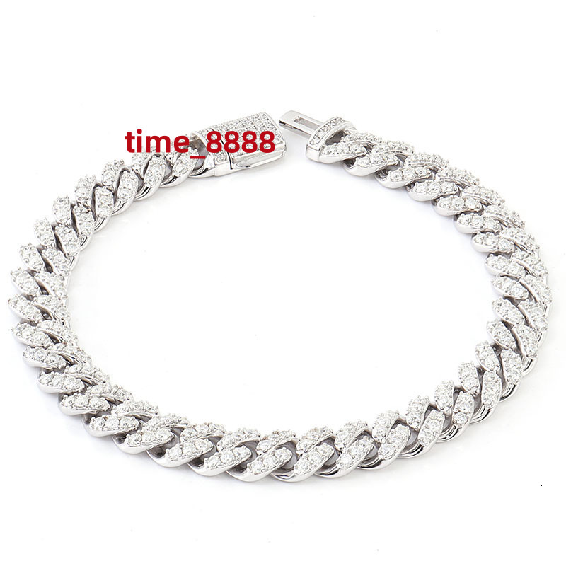 Cuban Chain Mens Bracelet 925 Silver Plated 8-26 8mm Hip Hop Cuban Chain 18k Gold Moissanite Bracelet