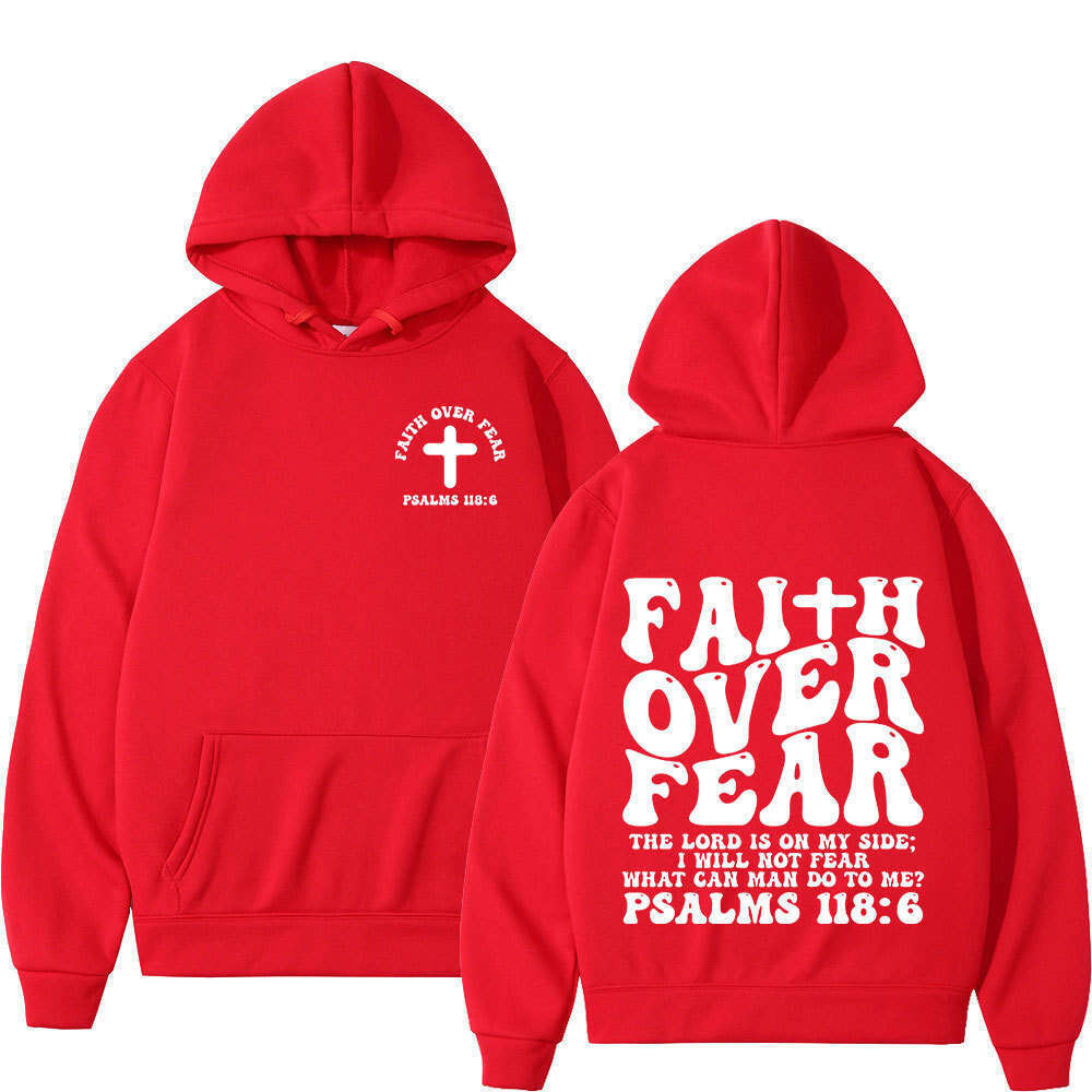 Aesthetic Christian Jesus Faith Over Fear Bible Verse Hoodie