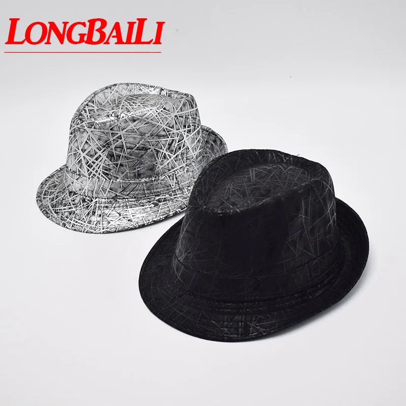 LongBaili Spring Leather Fedora Hat Trilby Jazz Hat Mens Fedora Hat 250325