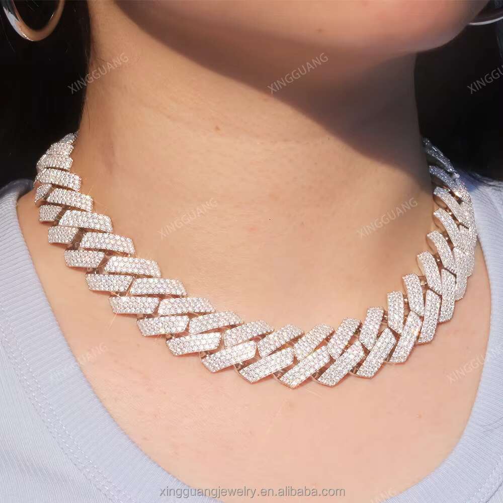 Rts Hip Hop VVS Moissanite Chains for Men GRA Moissanite Cuban Link Chain 925 Sterling Silver Gold Plate Fine Jewelry Necklaces