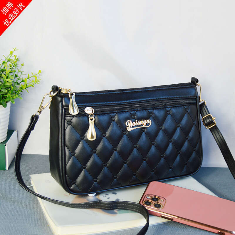 New 2023 Crossbody Shoulder Multi layered Embroidered Leisure Fashion Mom Middle aged Straddle Bag