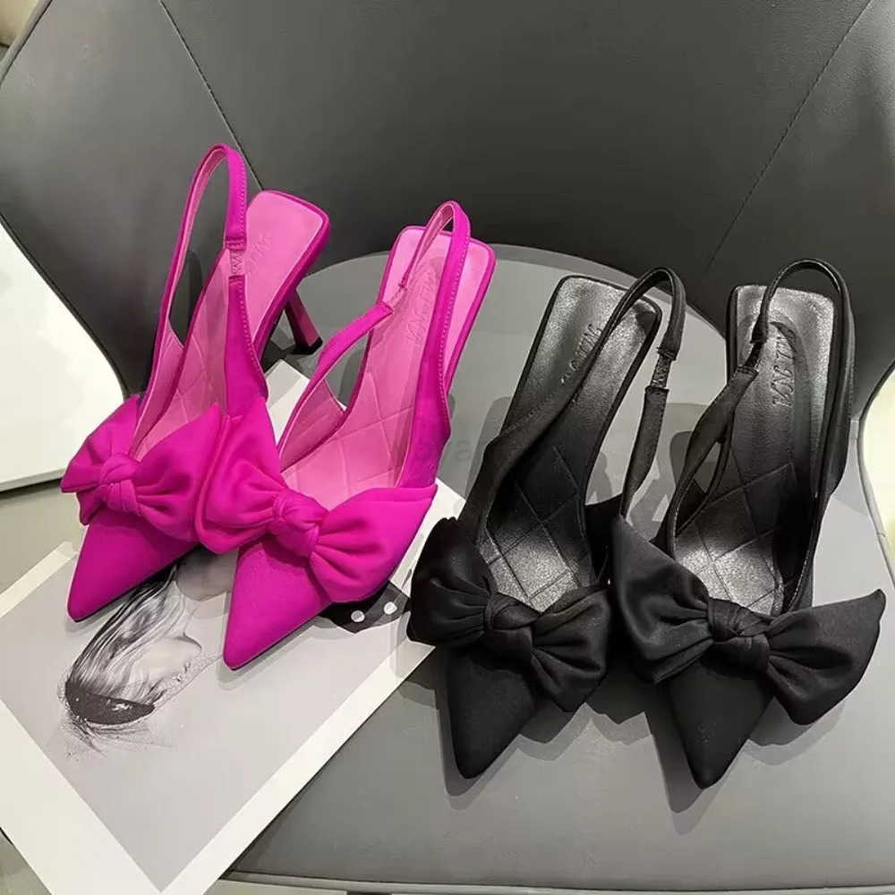 Wen Shoes Summer New Knot Wen Slingbacks H Shoes Sexy Dress Thin Heel Pointed Toe Ladies High H Pumps Z250326