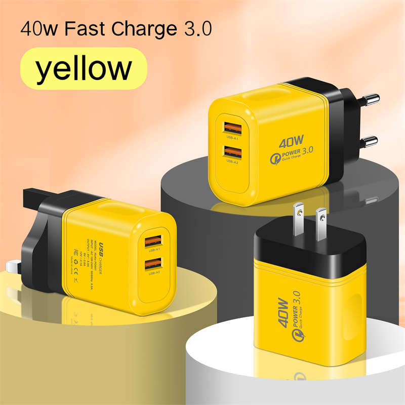40W EU US Plug Fast USB Charger Wall Phone Charger Adapter for iPhone Samsung Xiaomi Redmi Dual Port 2A Output Travel Charger