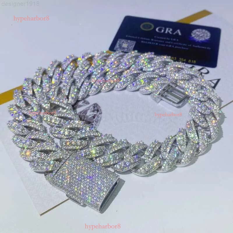Custom Vvs Moissanite Dia Cuban k Chain Ice Out 18mm Hip Hop Men Jewelry Pendant Necklace Miami