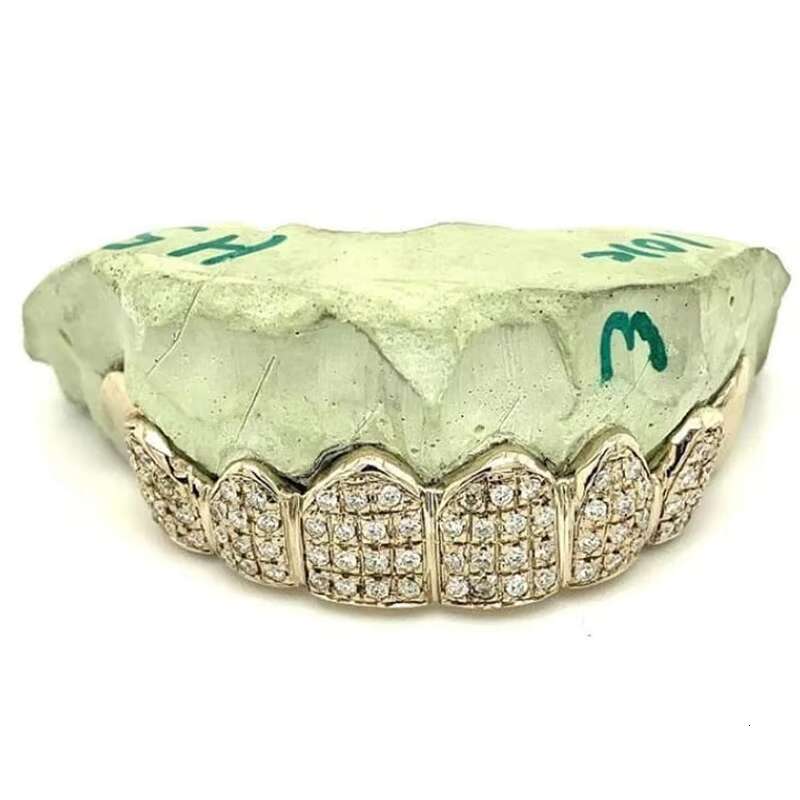 Custom S925 Silver 10k 14k 18k Solid Gold Grillz Teeth Iced Out Vvs Moissanite Lab Natural Diamond Grillz for Teeth