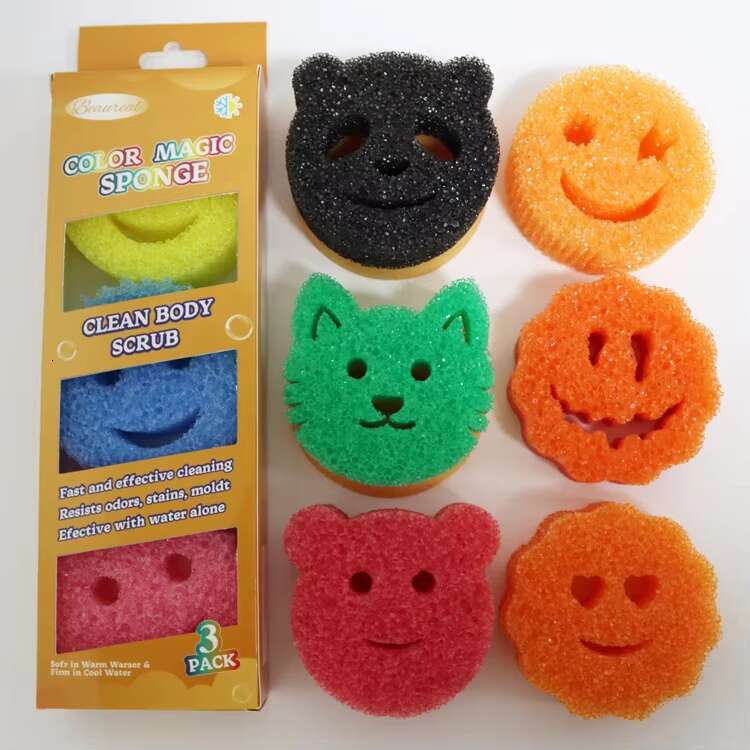 BPA Free Multipurpose Odor Resistant Temperature Controlled Deep Color Kitchen Scrubber Cleaning Sponge for Dishes and Home