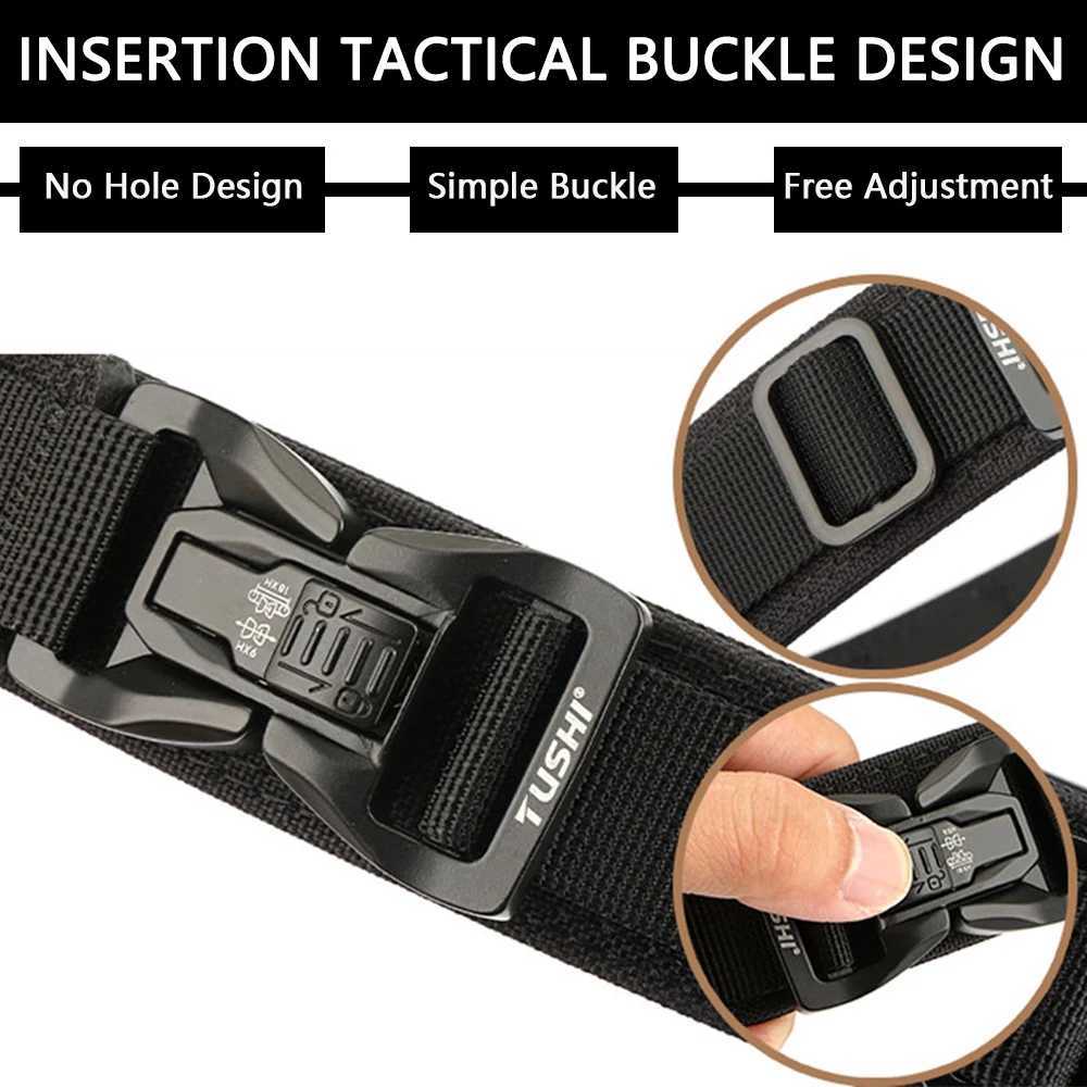 TUSHI Metal Tactical Strap Mens Pluggable Nylon Hard Gun Strap Military Belt Jeans EDC Outdoor Sports Girls IPSC Accessories W250326