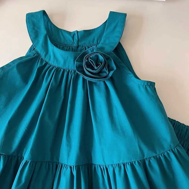 Girls casual dress sleeveless 3D floral set and dress childrens clothing 2 to 7 years old girls clothing W250326
