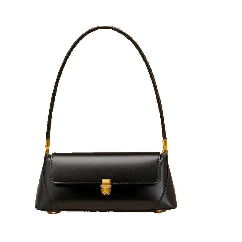 Women's Baguette Designer Genuine Leather Shoulder Bag High Quality Cowhide Vintage Women Handbags Holiday Gifts