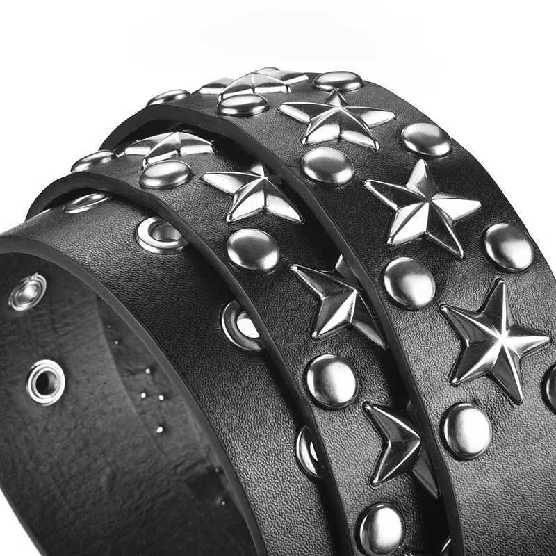 MYMC Mens and Womens Punk Belt Star Embossed Luxury Rivet Belt Casual Retro Fashion Cool Fabric Accessories W250326