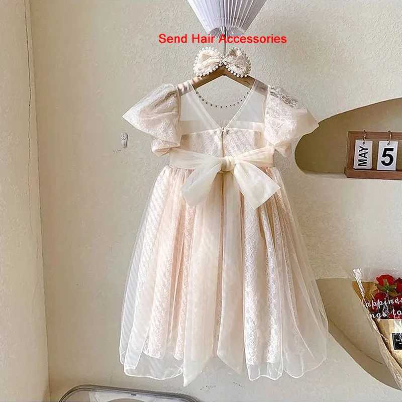 2025 Baby Girl Dress Sweet Lace Flower Elegant Princess Dress Christmas Birthday Par Vestitos 2 4 6 8 10 12 Year Childrens Clothing W250326