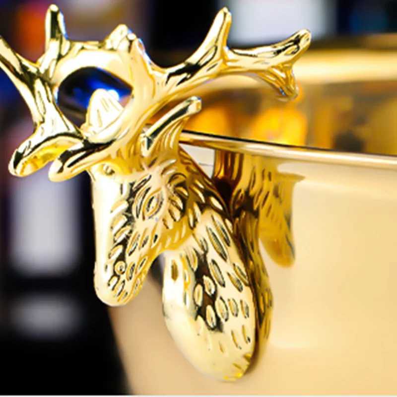 13.5L Deer Head Ear Cooling Champagne Bowl 304 Stainless Steel Gold Silver Wine Beer Ice Bucket Cocktail Beverage X250326