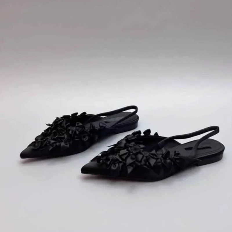 Wens Shoes 2024 High Quali Autumn Outdoor Wens Sandals Pointed Toe Solid -knot Low-heeled Daily Sandals Wen Z250326