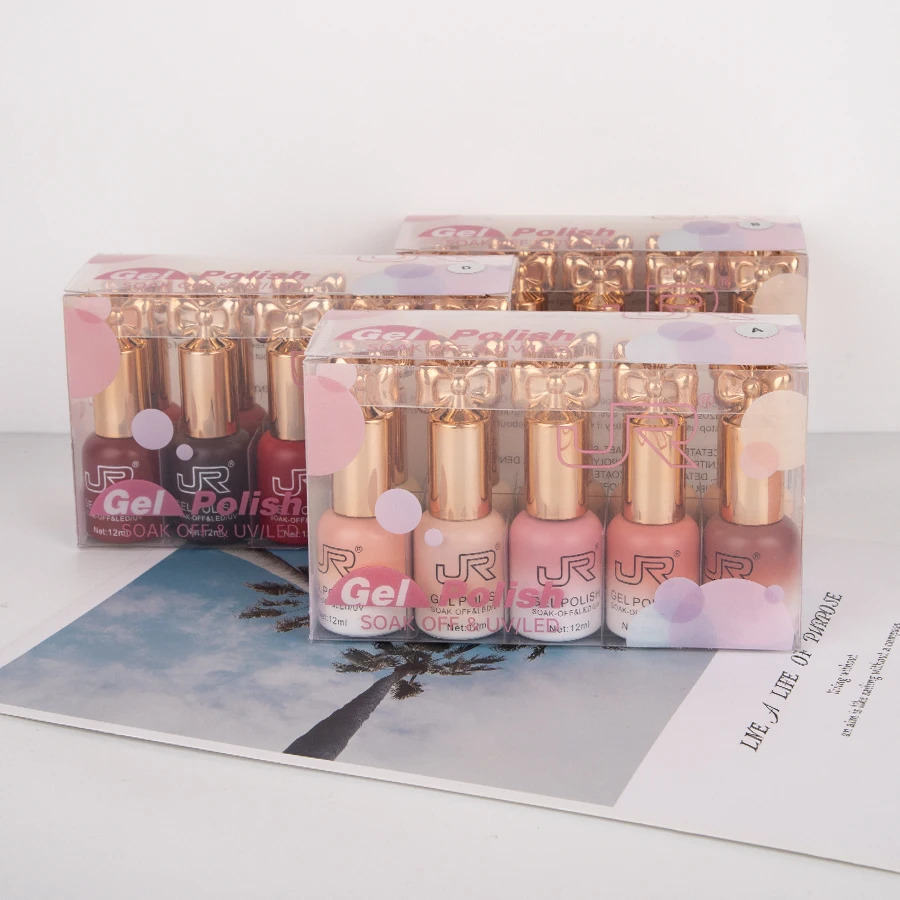 JR10pcs 12ml gel nail polish set Including Red Pink Nude Gel Polish Kit UV LED Soak Off Polish Home DIY top coat base coat gifts 250326