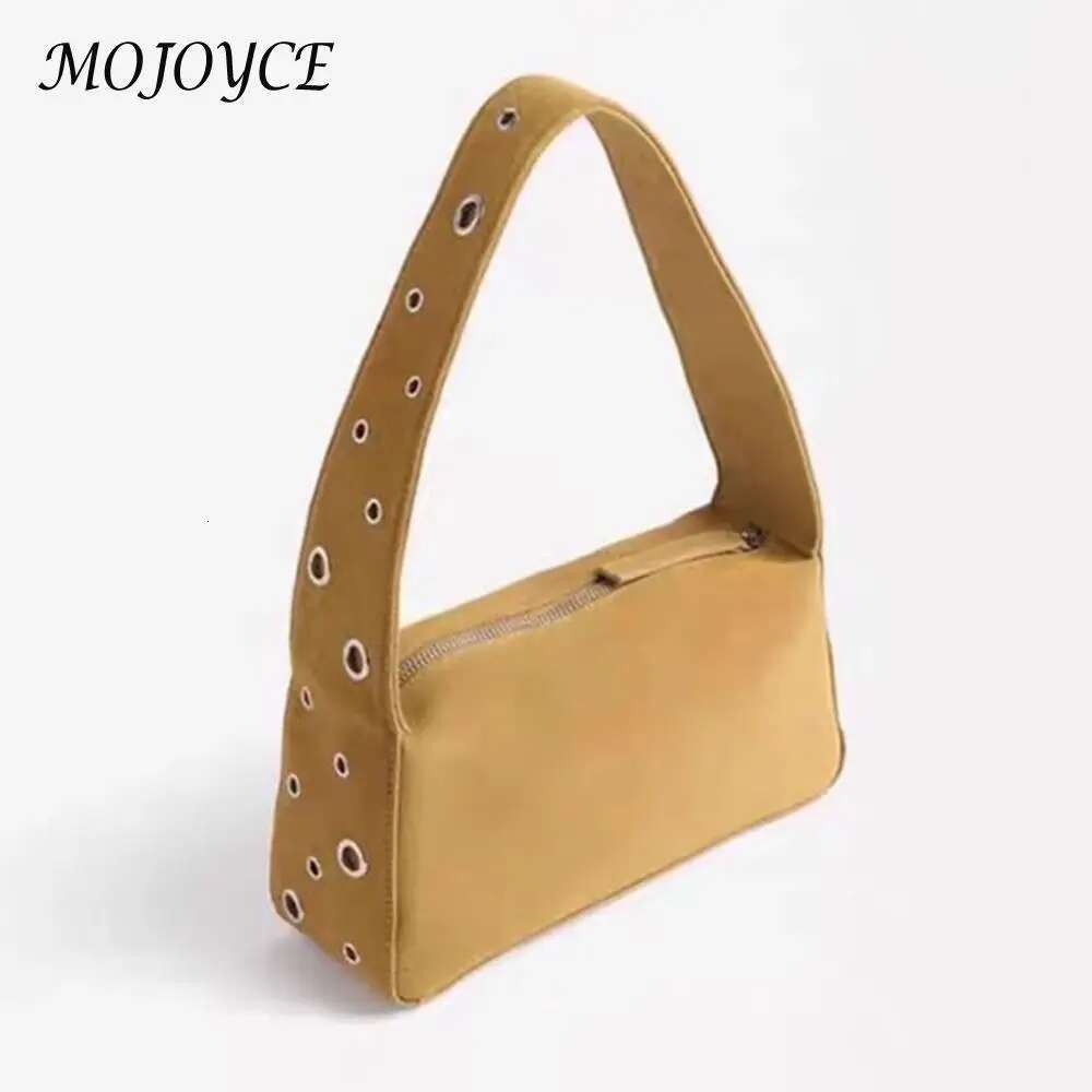 Women PU Eyelet Fashion Underarm Large Capacity Stylish Armpit Top Handle Motorcycle Style Shoulder Bag