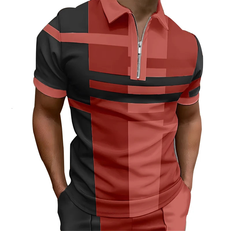 Spring and summer mens casual short sleeved business polo shirt clothing zipper magic color golf 250326