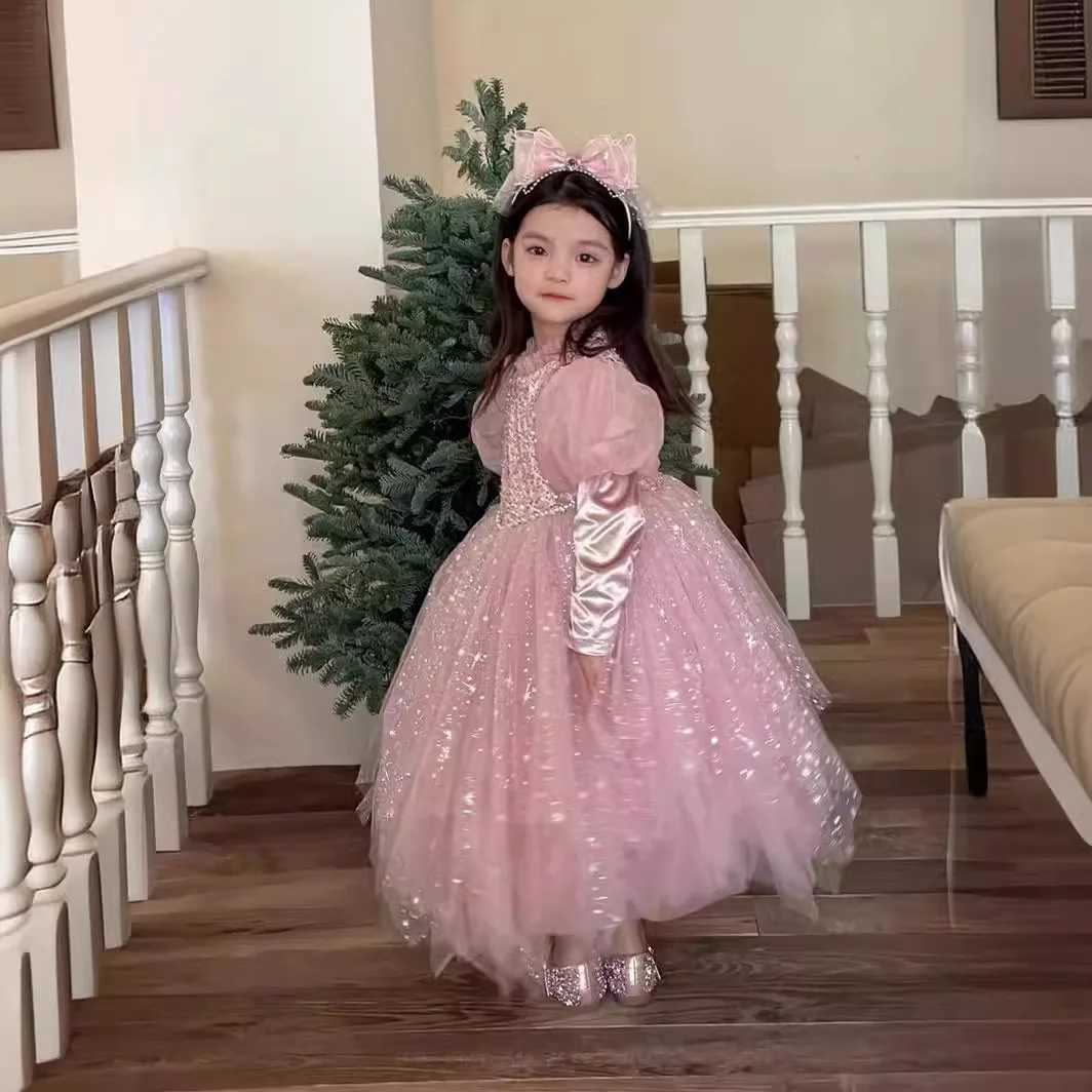 Princess Girl Autumn Dress Childrens Birthday Dress Romantic Flash Princess Elegant Dress Multi Color W250326