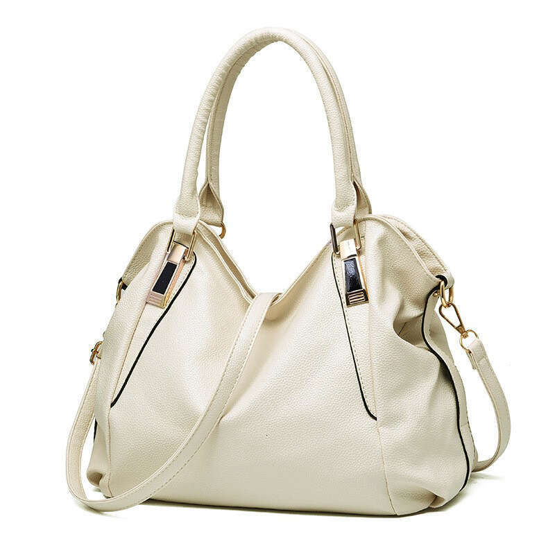 77 2025 Fashion Soft Leather Handbag Large Capacity Middle aged Women's Single Shoulder Crossbody Bag